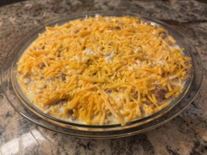 impossible cheeseburger pie pre-bake